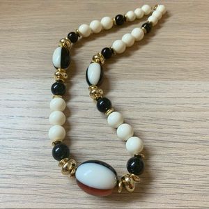 Vintage Black & White Beaded Necklace